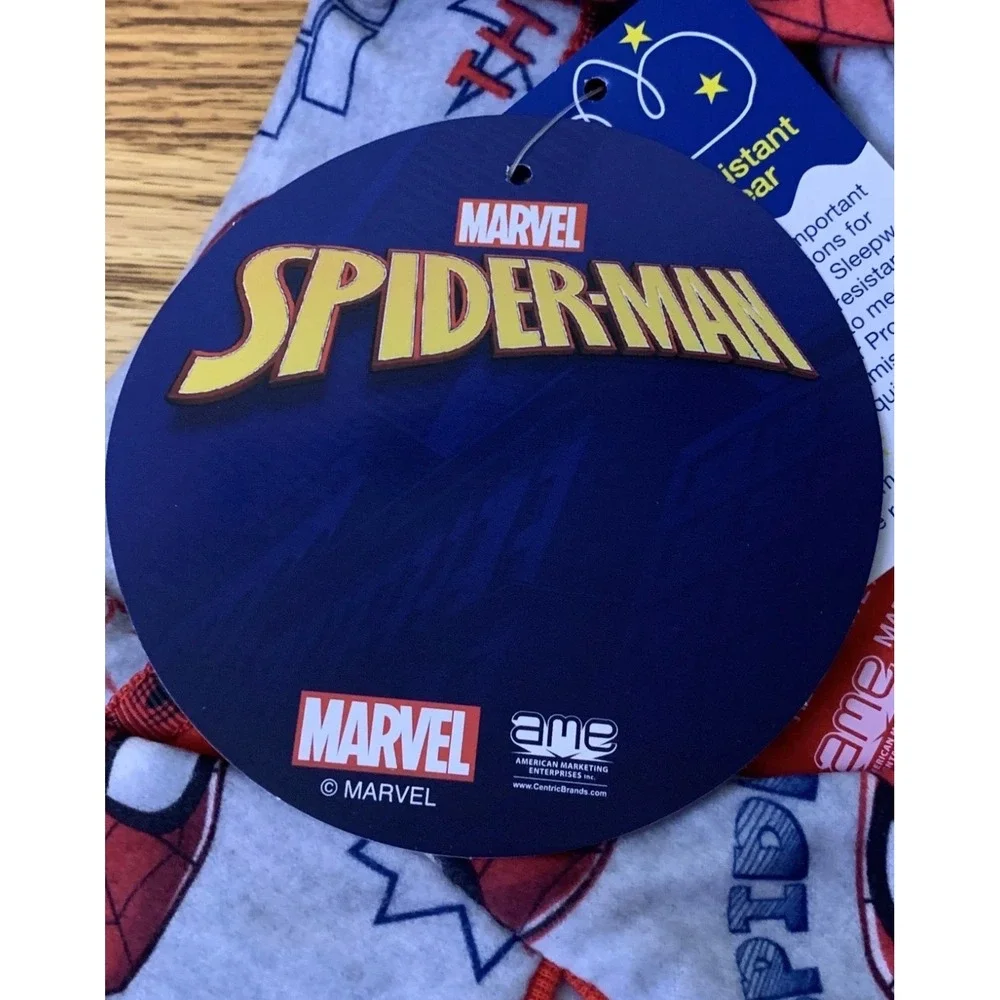 Marvel Spider-Man Boys Pajama Set Coat Style Sz 8 Wall Crawler Fleece Sleepwear‎